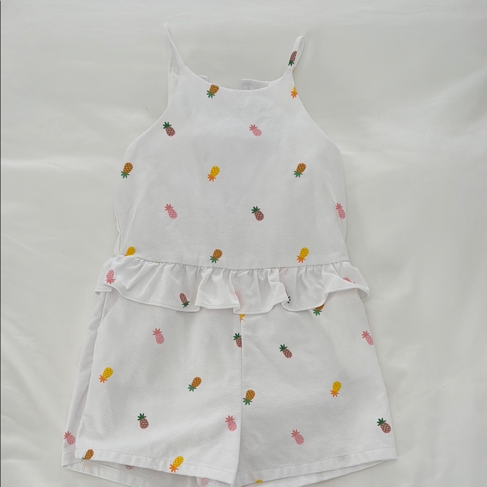 Janie and Jack Girl’s Pineapple Print White Romper